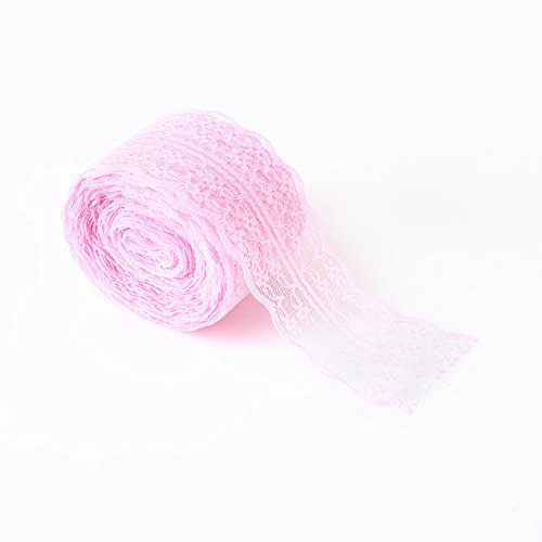 Spitzenband, 4,5 cm Breite Blumen Spitzenbesatz Elastische Spitze für Braut Hochzeitsdekoration Weihnachtspaket DIY Nähen - 10M (Rosa) von Jenngaoo