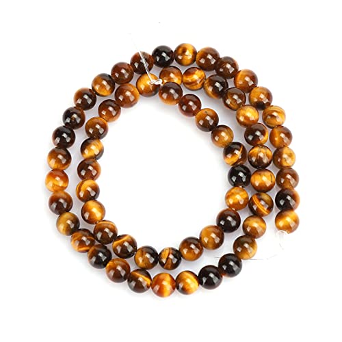 Tigerauge Perlen 6mm, Naturstein Gelb Runde Lose Perle für DIY Halskette Armband Schmuckherstellung (62Pcs/String) von Jenngaoo