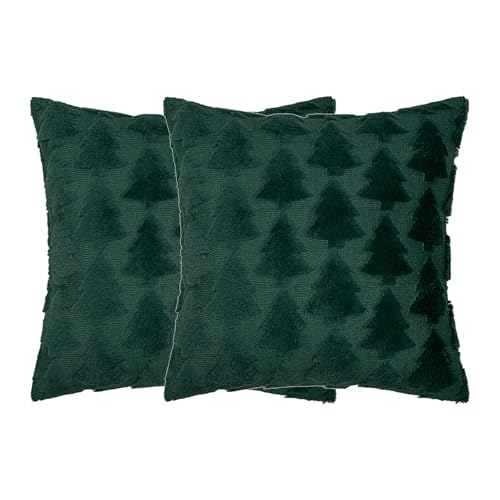 Jenngaoo Weihnachtsbaum Kissenbezüge Dekorativ, 2 Stück 45x45cm Weicher Plüschstoff Sofakissen mit Design für Couch, Bett, Kinderzimmer und Wohnzimmerdekoration von Jenngaoo