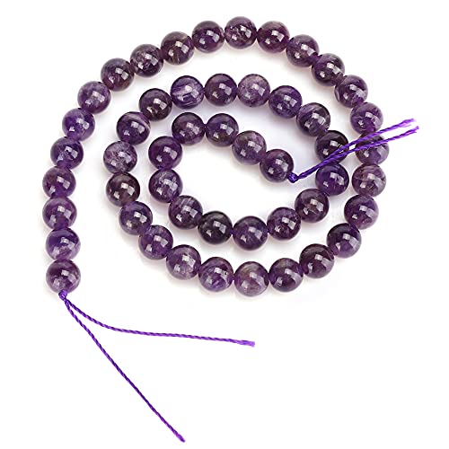 Stein Perlen 8mm, Natürliche Amethyst Steinperlen Lila Runde Lose Perlen für DIY Schmuck Armband Halskette Herstellung (48Pcs/String) von Jenngaoo