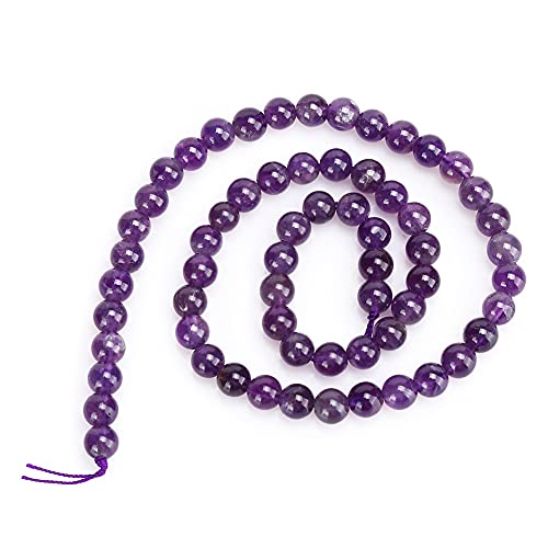 Natürliche Amethyst Steinperlen Lila Runde Lose Perlen für DIY Schmuck Armband Halskette Herstellung (6mm, 62Pcs/String) von Jenngaoo