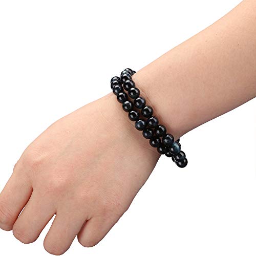 Naturstein Perlen, Schwarz Blau Tigerauge Perlen Naturstein lose Runde Perle für DIY Schmuck Halskette Armband Machen Accessoire(8mm - 48Pcs/String) von Jenngaoo