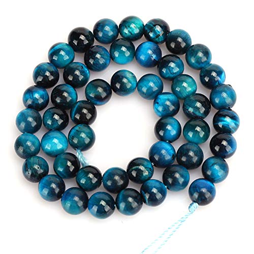 Tigerauge Perlen, Natürliche Blau Runde Lose Perle für DIY Halskette Armband Schmuckherstellung (8 mm, 48 pcs/String) von Jenngaoo