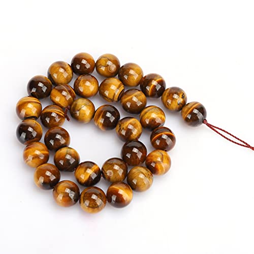 Tigerauge Perlen, Gelb Tigerauge Perlen Runde Lose Edelsteine für DIY Halskette Armband Schmuckherstellung (12mm, 32 Stück/String) von Jenngaoo