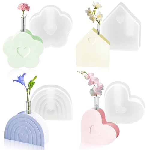 4 Silikonformen Gießformen, Silikonform Weihnachten, Epoxidharz Formen Silikon, Epoxidharz Formen Silikon für Stabkerzen Teelichter Blumenarrangement (A) von Jennytim