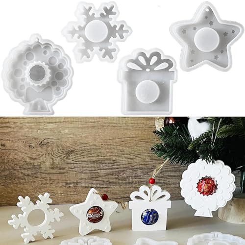 4 Silikonformen Gießformen, Silikonform Weihnachten, Epoxidharz Formen Silikon, Epoxidharz Formen Silikon für Stabkerzen Teelichter Blumenarrangement (B) von Jennytim