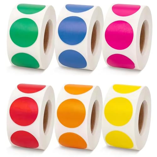 6 Rollen Klebepunkte Bunt, 3000 Sticker Bunte Klebepunkte, 6 Farben Punktaufkleber,Kleine Etiketten Markierungspunkte Sticker für Geschenk, DIY,Markieren, Kategorisieren,Wochenplaner 6 Rollen Klebepunkte Bunt, 3000 Sticker Bunte Klebepunkte, 6 Farben Punktaufkleber,Kleine Etiketten Markierungspunkte Sticker für Geschenk, DIY,Markieren, Kategorisieren,Wochenplaner von Jennytim
