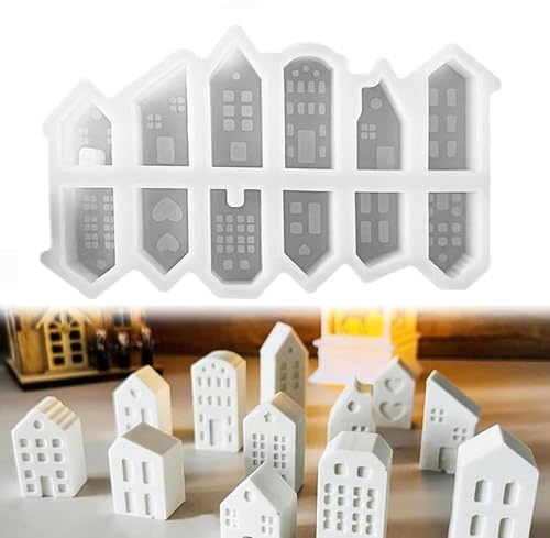 Gipsformen zum Gießen für Mini-Häuser Silikonformen Gießformen Häuser Gießformen aus Silikon für Gips, Harz & DIY Handwerk. (12) von Jennytim