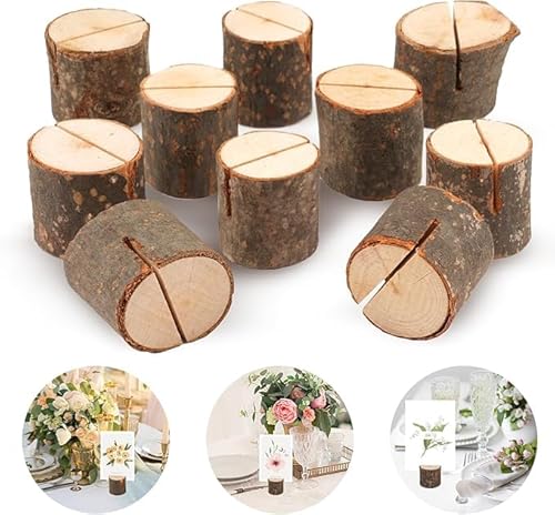 Jennytim Kartenhalter Holz, 10 Stück Tischkartenhalter , Platzkartenhalter Menükartenhalter mit Karteneinsätzen Memohalter für Hochzeiten, Restaurants, Bankette und Partys von Jennytim