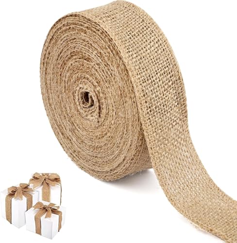 Juteband Soft Hemp Cord for Handmade DIY Christmas Decorations, Bow Fabric, Retro Gift Wrapping, and Crafting with Pure Linen Ribbon (4cm Breit, 10 Meter) von Jennytim