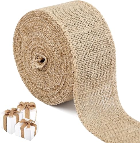 Juteband Soft Hemp Cord for Handmade DIY Christmas Decorations, Bow Fabric, Retro Gift Wrapping, and Crafting with Pure Linen Ribbon (6cm Breit, 10 Meter) von Jennytim