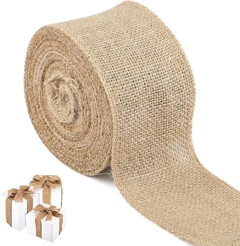 Juteband Soft Hemp Cord for Handmade DIY Christmas Decorations, Bow Fabric, Retro Gift Wrapping, and Crafting with Pure Linen Ribbon (8cm Breit, 10 Meter) von Jennytim