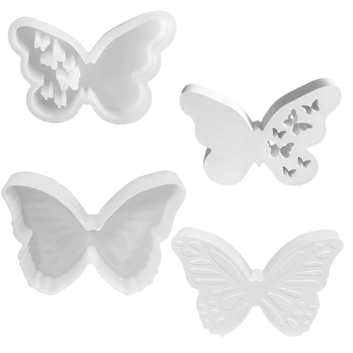 2PCS 3D Silikonformen Gießformen-Silikonform Schmetterling, Schmetterling Epoxidharz Silikonformen, Giessform Silikon, Kerzenform, Gießform, Backform, Giessform Silikon Frühling für Tortendeko (C) von Jenshhch