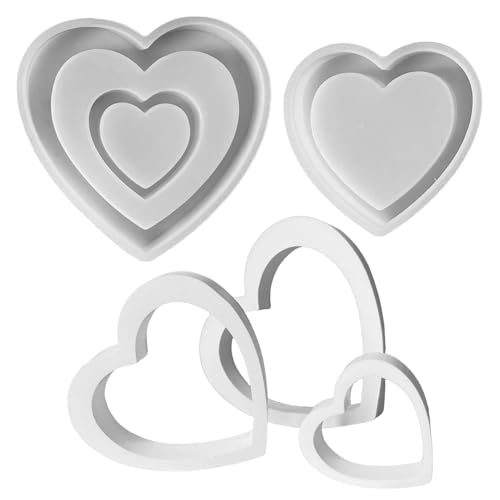 Jenshhch 2 Größen Silikon Herz Gießformen Set Für Epoxidharz DIY Basteln Geschenke Muttertag Hochzeit von Jenshhch