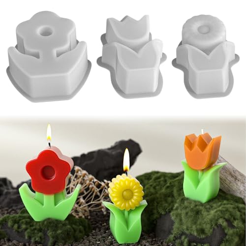 Jenshhch 3D Blumen Silikon Gießformen Set 3 Stück Für DIY Kerzen Seifen Gips Kunsthandwerk – Hitzebeständige Tulpenformen Mit Präzisionsdetails Jenshhch 3D Blumen Silikon Gießformen Set 3 Stück Für DIY Kerzen Seifen Gips Kunsthandwerk – Hitzebeständige Tulpenformen Mit Präzisionsdetails von Jenshhch