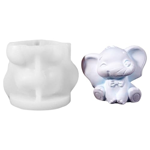 Jenshhch 3D Elefant Silikonformen 2er-Set Für Kerzen Gips Bastelbeton Harz Bastelprojekte Hitzebeständiges Material Tierfiguren Gießformen (B) von Jenshhch