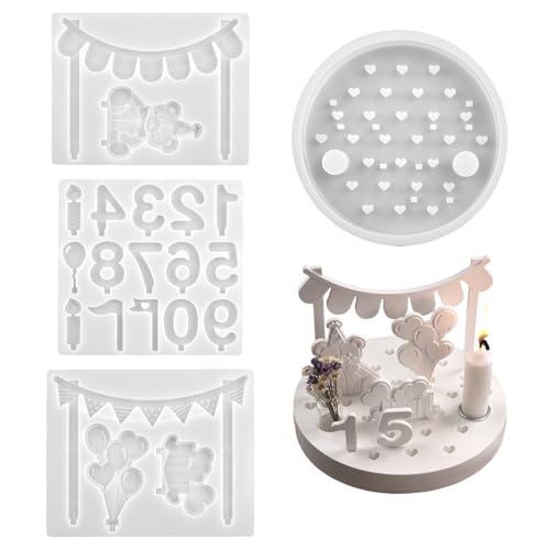 Jenshhch 3er Set Silikon-Gießformen für Geburtstagskerzen mit Basisplatte Zahlenformen 0-9 Backformen Kuchenzubehör Mehrfachgrößen Lebensmittelecht Hitzebeständig Jenshhch 3er Set Silikon-Gießformen für Geburtstagskerzen mit Basisplatte Zahlenformen 0-9 Backformen Kuchenzubehör Mehrfachgrößen Lebensmittelecht Hitzebeständig von Jenshhch