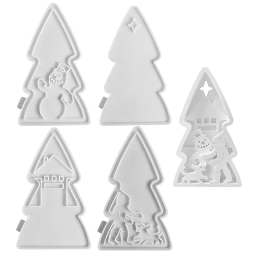 Jenshhch 4 Stück Silikon Gießformen Weihnachtsbaum Ornamente Für Kerzenherstellung DIY Bastelprojekte von Jenshhch