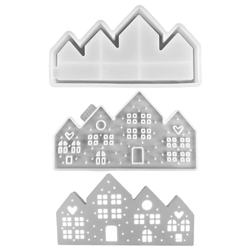 Jenshhch 6 Stück Silikon Gießformen Häuser Sterne 3D Gipsformen Für Weihnachtsdekoration Handwerk Geschenke Kerzen Seifenherstellung von Jenshhch