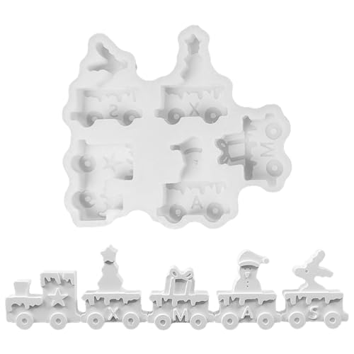 Jenshhch Gießformen Silikon Weihnachtszug Kombination Ornament Kerzenhalter Gips Gießen Form Für DIY Kerzen Weihnachten Deko Handwerk Geschenk Basteln von Jenshhch