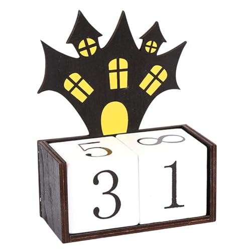 Jenshhch Halloween Countdown Kalender Aus Holz Mit Grusel-Design 31-Tage Adventskalender Fur Kurbis Geister Und Schloss Fur Zuhause Kinderzimmer (A) von Jenshhch