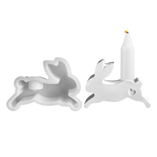 Jenshhch Kaninchen Silikonformen Kerzenständer Gießform 3 Größen Lebensmittelechtes Silikon Für DIY Kerzenherstellung Dekoration (B) von Jenshhch