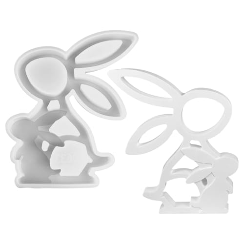 Jenshhch Silikon Gießform Ostern Hasen Form Epoxidharz Gips Kerzenhalter Osterdeko Frühling DIY Handwerk Ostern Deko 21.7x17x2.2cm Hitzebeständig Spülmaschinenfest Wiederverwendbar von Jenshhch