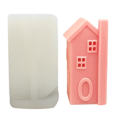 Jenshhch Silikon Hausformen Set für DIY Kerzen Seife Gips Basteln Weihnachten Handwerk Transparente Formen 4-6cm (B) von Jenshhch