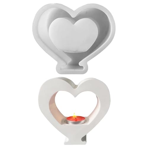 Jenshhch Silikonform Herz Kerzenhalter Gießform Für Kerzenständer Hochzeit Muttertag DIY Basteln Geschenke Heimdekoration Geschenkideen Wiederverwendbar Spülmaschinenfest von Jenshhch