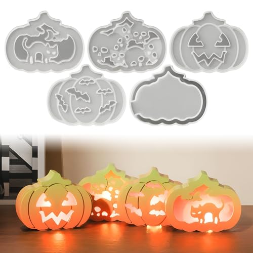 Jenshhch Silikonform Kürbis Halloween Gießformen 4 Stück Set Mit Aufbewahrung Für DIY Handwerk Herbstdekoration Und Epoxy Resin Projekte Jenshhch Silikonform Kürbis Halloween Gießformen 4 Stück Set Mit Aufbewahrung Für DIY Handwerk Herbstdekoration Und Epoxy Resin Projekte von Jenshhch