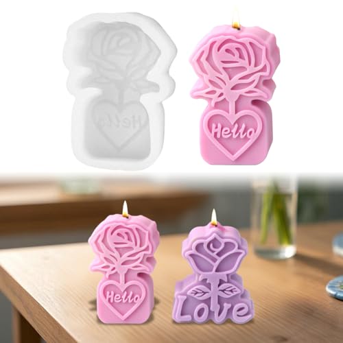 Jenshhch Silikonform Rosen Kerzen Gießform 2 Größen 3D Blumenform Für DIY Basteln Geschenke Home Decor Wiederverwendbare Backform Handgemachte Deko Handwerkszubehör (A) von Jenshhch