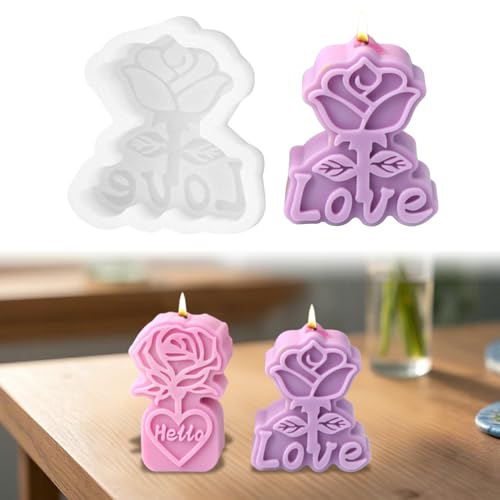 Jenshhch Silikonform Rosen Kerzen Gießform 2 Größen 3D Blumenform Für DIY Basteln Geschenke Home Decor Wiederverwendbare Backform Handgemachte Deko Handwerkszubehör (B) von Jenshhch