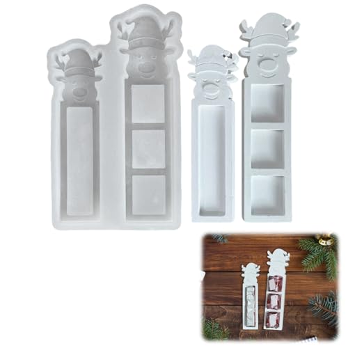 Jenshhch Silikonform Weihnachten Elch, Silikonformen Gießformen Weihnachten, Geschenk Gipsformen zum Gießen, Geschenkbox Gießformen Silikon für DIY Handwerk (A) von Jenshhch
