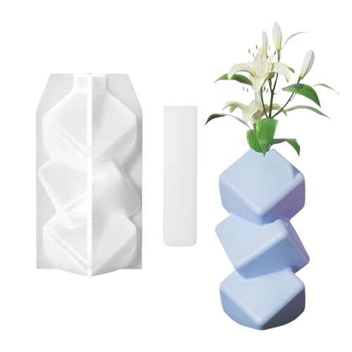 Jenshhch Silikonformen Für Epoxidharz Vasen DIY Handmade Gießformen Moulds Resin Basteln Handgefertigte Vasenherstellung Mit 3D-Strukturen von Jenshhch
