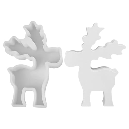 Jenshhch Silikonformen Gießformen Elch Hirsch Kerzenformen 2 Größen Für Kerzen Seifen Gießen Basteln Handwerk Heimdekoration Weihnachten DIY Geschenk (B) von Jenshhch
