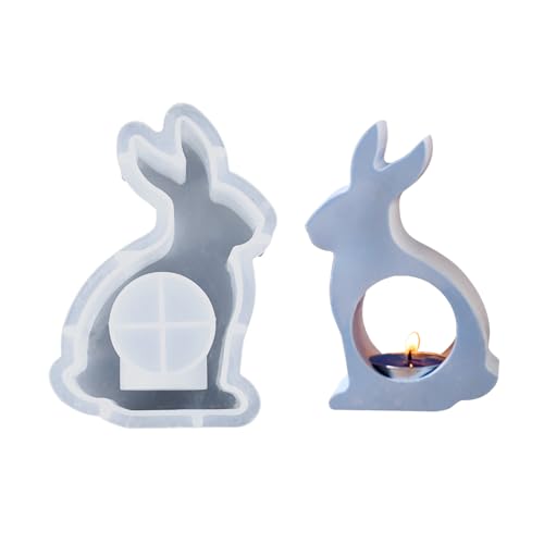 Jenshhch Silikonformen Gießformen Ostern Hase Kerzenhalter Teelichthalter Silikon Für Basteln Kerzenherstellung 2 Größen Hasenmotiv Prägung DIY Bastelprojekte Komplett-Set (B) von Jenshhch