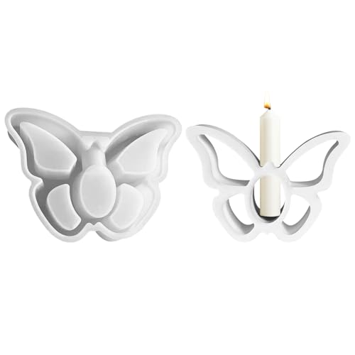Jenshhch Silikonformen Gießformen Schmetterling Kerzenständer Gussform Silikonform Blumen Giessformen Silikon DIY Basteln Kerzenformen zum Gießen für Hydroponische Kunst und Stabwachs von Jenshhch