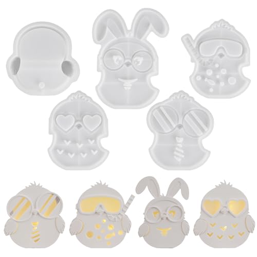 Jenshhch Silikonformen Gießformen Vogel Ornament Set Mit 4 Plattenformen Und Basisform Für DIY Kerzenherstellung Bastelprojekte (A) von Jenshhch