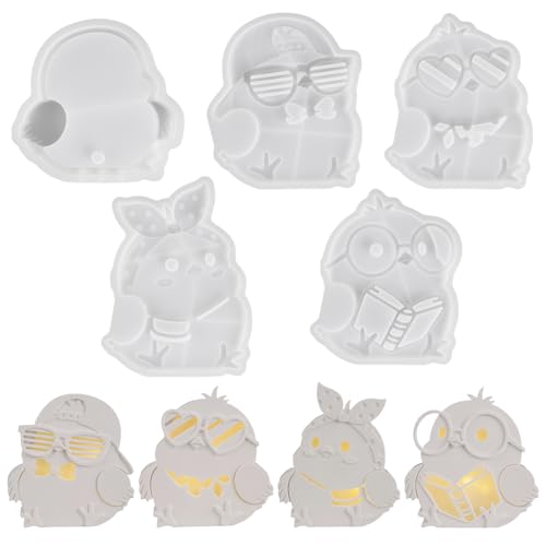 Jenshhch Silikonformen Gießformen Vogel Ornament Set Mit 4 Plattenformen Und Basisform Für DIY Kerzenherstellung Bastelprojekte (B) von Jenshhch