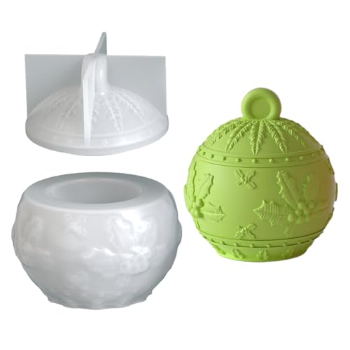 Jenshhch Silikonformen Gießformen Weihnachten Kugel Kerzenformen zum Gießen, Silikonform Weihnachten Kerze Silikon Form Spherical Round für Weihnachts Dekoration Kerzenherstellung (B) von Jenshhch