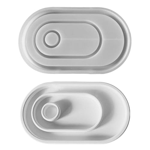 Raysin Gießformen 200 Silikonform Oval Für Beton Harz Gießpulver – DIY Handwerk Kreativprojekte Mit 20x11.5x2.3cm Tablett Kerzenständer von Jenshhch