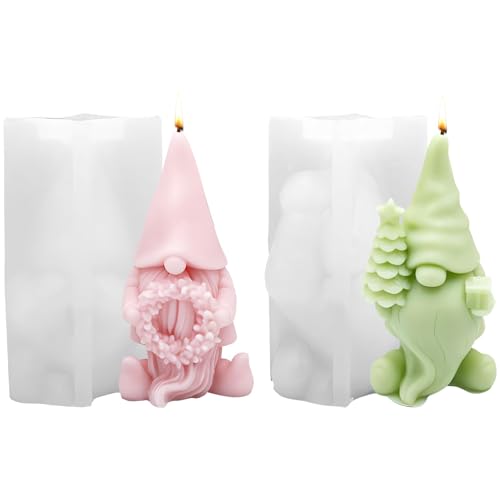Jenshhch Silikonformen Gießformen Weihnachtswichtel, Wichtel Kerzenformen Zum Gießen Silikon, Wichtel Weihnachten Kerzenform Silikon für DIY Weihnachten Kerze (2PCS) von Jenshhch