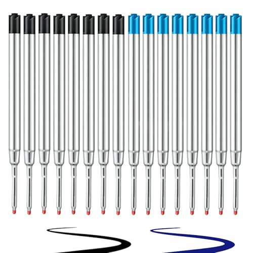 JeoPoom Kugelschreibermine[16 Stück], 1mm Großraumminen, Standard Kugelschreiber Minen, Metall Ersatzminen(8 x Blau 8 x Schwarz) von JeoPoom