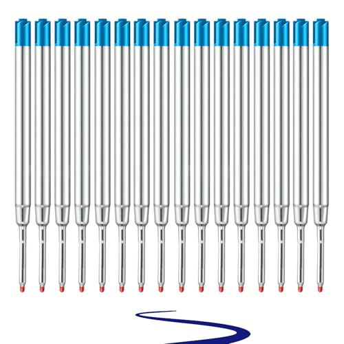 JeoPoom Kugelschreibermine[16 Stück], 1mm Großraumminen, Standard Kugelschreiber Minen, Metall Ersatzminen(Blue) von JeoPoom