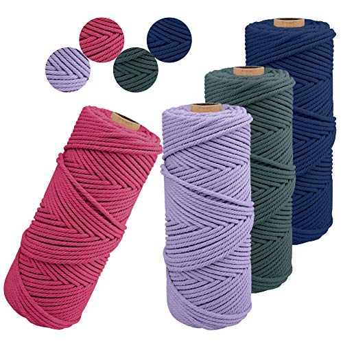 JeogYong 4 Stück Makramee Garn 2mm x 100m Naturliches Baumwollegarn Makramee-Schnur Strick Baumwolle Kordel Baumwollkordel für DIY Handwerk Basteln Stricken Wandbehang Blumenampel Pflanze (4 Farbe B) JeogYong 4 Stück Makramee Garn 2mm x 100m Naturliches Baumwollegarn Makramee-Schnur Strick Baumwolle Kordel Baumwollkordel für DIY Handwerk Basteln Stricken Wandbehang Blumenampel Pflanze (4 Farbe B) von JeogYong