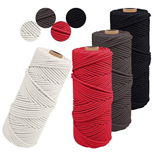 JeogYong 4 Stück Makramee Garn 2mm x 100m Naturliches Baumwollegarn Makramee-Schnur Strick Baumwolle Kordel Baumwollkordel für DIY Handwerk Basteln Stricken Wandbehang Blumenampel Pflanze (4 Farbe E) JeogYong 4 Stück Makramee Garn 2mm x 100m Naturliches Baumwollegarn Makramee-Schnur Strick Baumwolle Kordel Baumwollkordel für DIY Handwerk Basteln Stricken Wandbehang Blumenampel Pflanze (4 Farbe E) von JeogYong