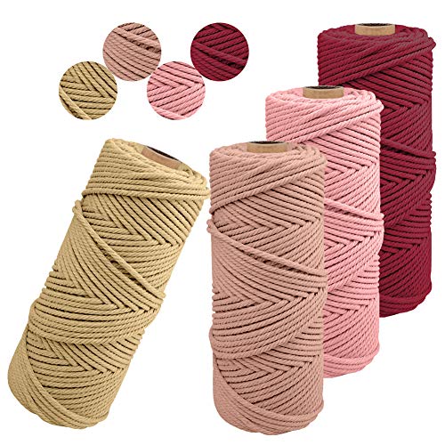 JeogYong 4 Makramee-Schnur, 2 mm x 100 m, natürliche Schnur, Makramee, Baumwolle, Kordel zum Basteln, für Wandbehänge, Pflanzen, Innendekorationen, kreative Blumenkunst (F) von JeogYong