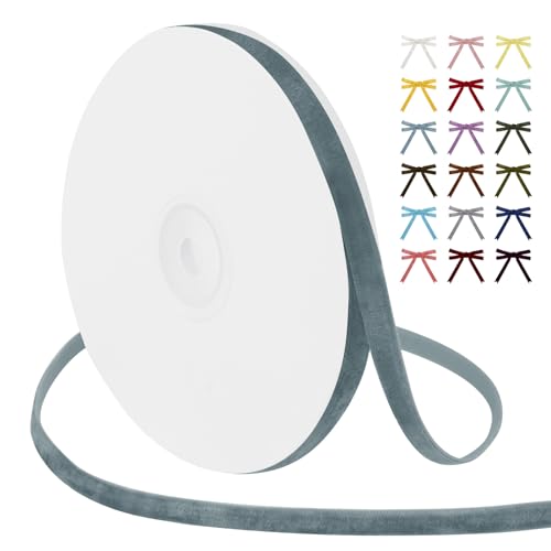 JeogYong Graublaues Samtband, 0,6 cm x 9,1 m, einseitiges Samtband, Vintage-Band für Geschenkverpackungen, Kränze, Hochzeit, Party, Heimdekoration, Basteln JeogYong Graublaues Samtband, 0,6 cm x 9,1 m, einseitiges Samtband, Vintage-Band für Geschenkverpackungen, Kränze, Hochzeit, Party, Heimdekoration, Basteln von JeogYong