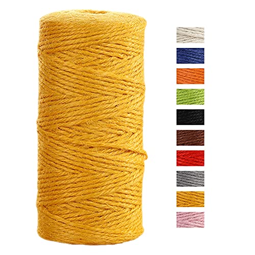 JeogYong Jute-Schnur, 2 mmx100 m, natürliche farbige Jute-Schnur, 3-lagig, Gartenschnur, Küchenschnur, dickes Juteseil für Dekoration, Floristik, DIY, Bündelung, Verpacken von Geschenken (Gold) von JeogYong