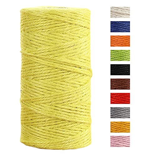 JeogYong Jute-Schnur, 2 mmx100 m, natürliche farbige Jute-Schnur, 3-lagig, Gartenschnur, Küchenschnur, dickes Juteseil für Dekoration, Floristik, DIY, Bündelung, Verpacken von Geschenken (gelb) von JeogYong